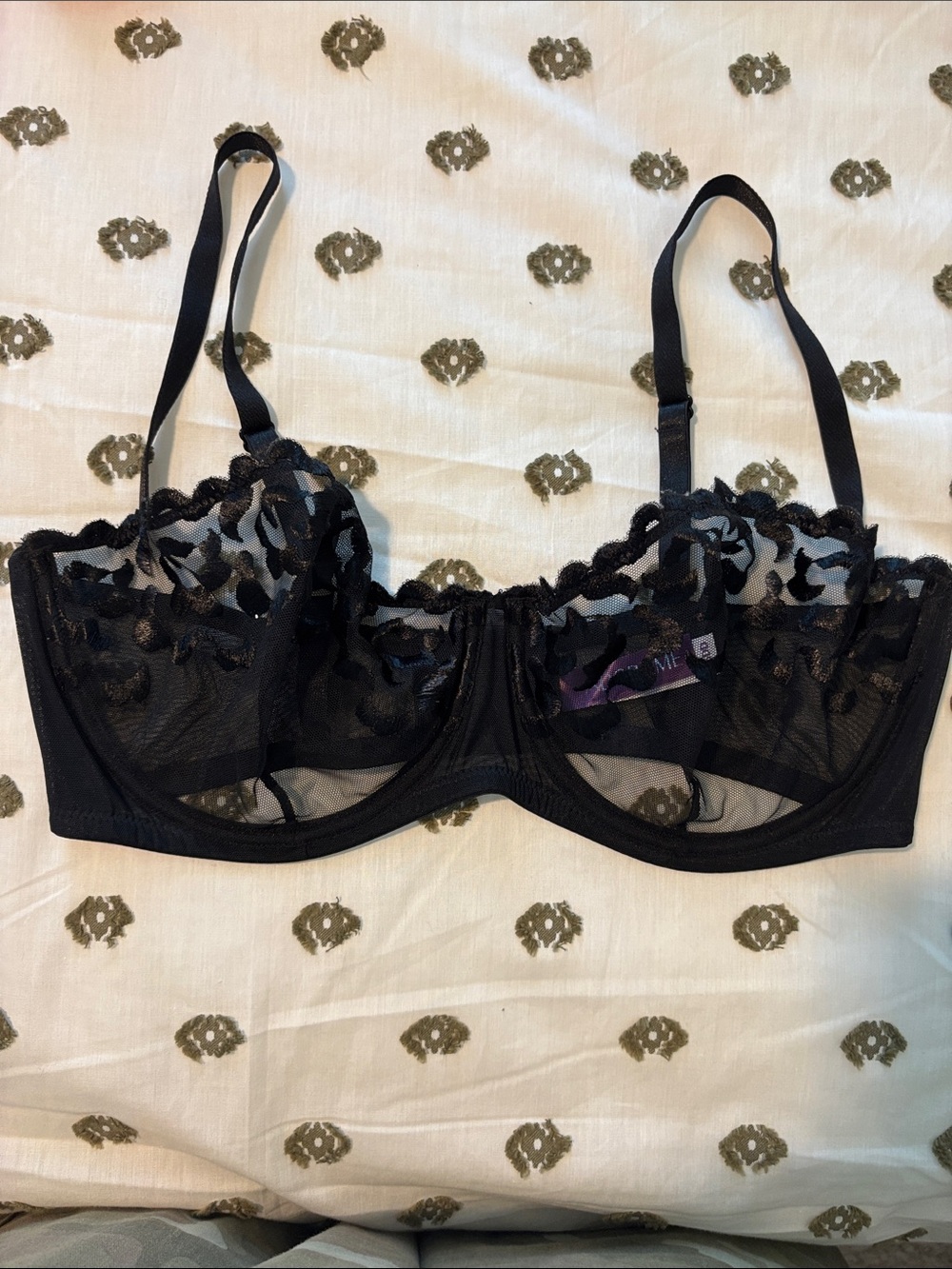 Adore Me Black Sheer Lace Underwire Bra